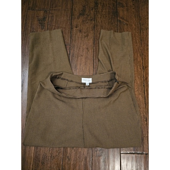 Business Casual Brown Houndstooth Dress Pants Dark Academia Beige Chic 12P Artsy - Picture 2 of 5